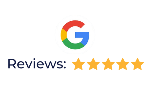 A google logo with five stars on it on a white background.