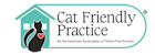 A cat friendly practice logo with a cat in front of a house.