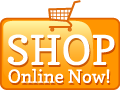 A shop online now button with a shopping cart on it.