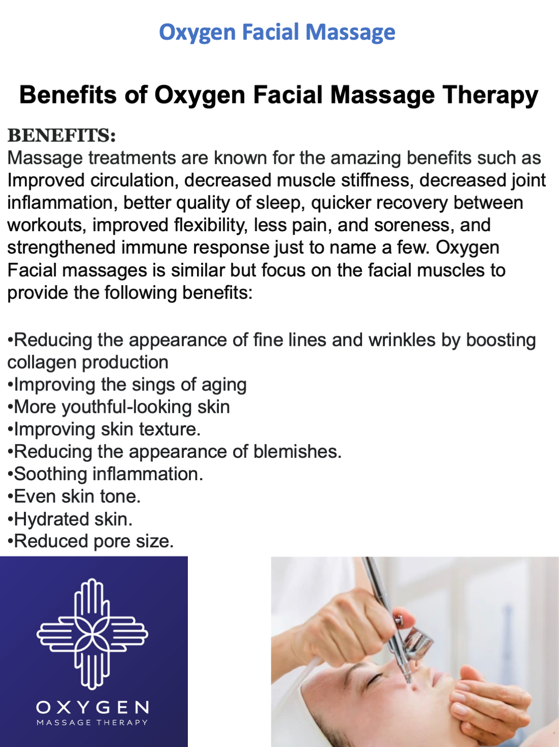 Oxygen facial massage benefits of oxygen facial massage therapy