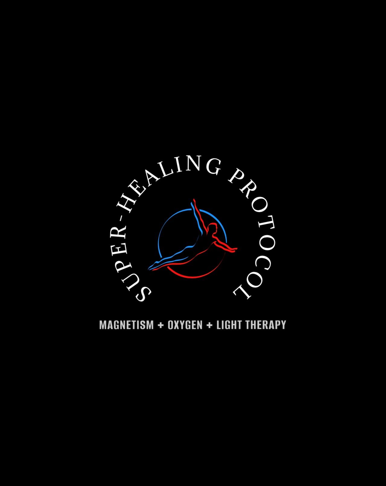 The logo for the super healing protocol is on a black background.
