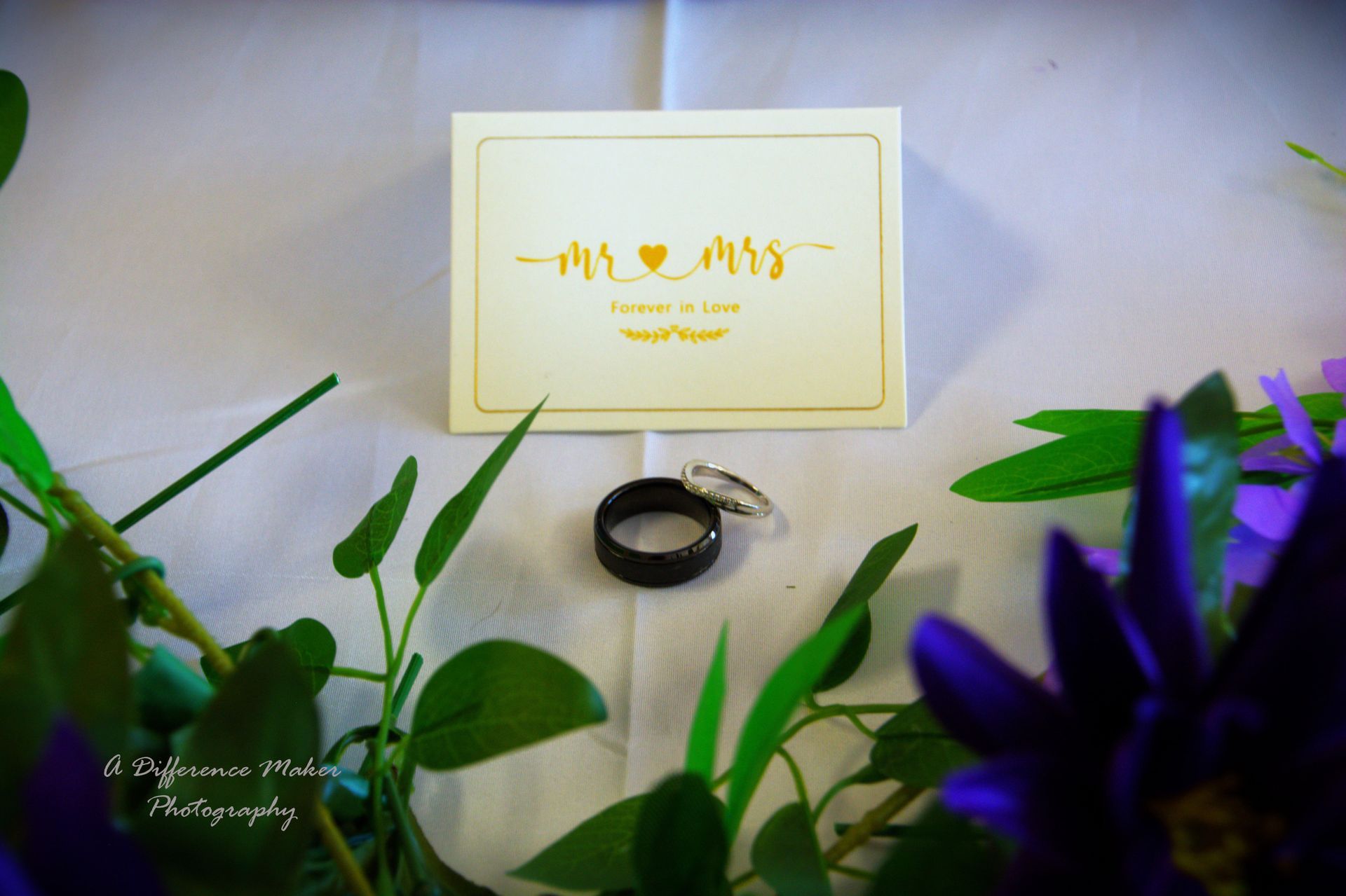 Wedding rings and card with