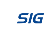 A blue sig logo on a white background.