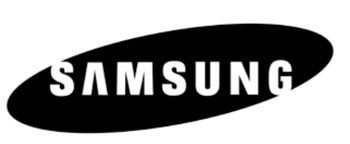 a black and white samsung logo on a white background