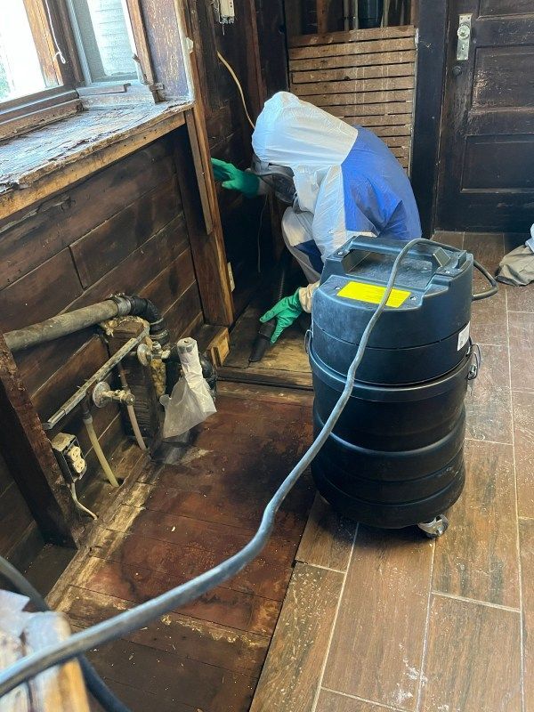 A person is using a vacuum cleaner to clean a room.
