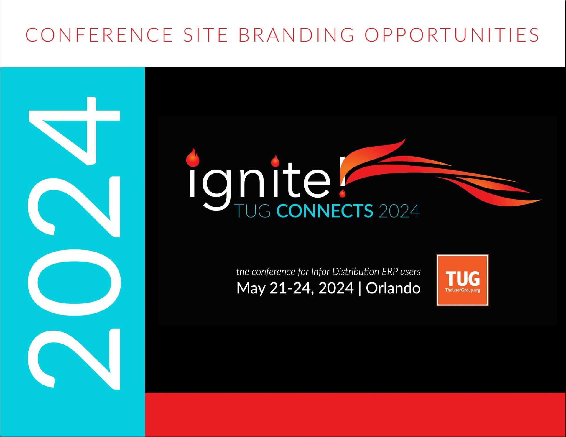 Conference site branding opportunities for TUG Connects 2024 ignite