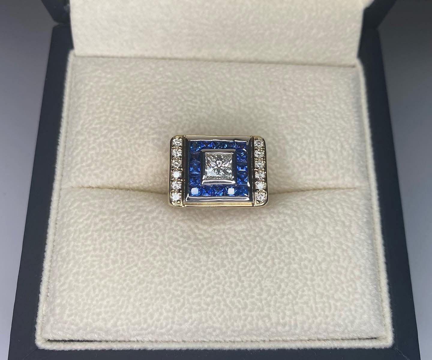 Gents Sapphire and Diamond pinky ring.