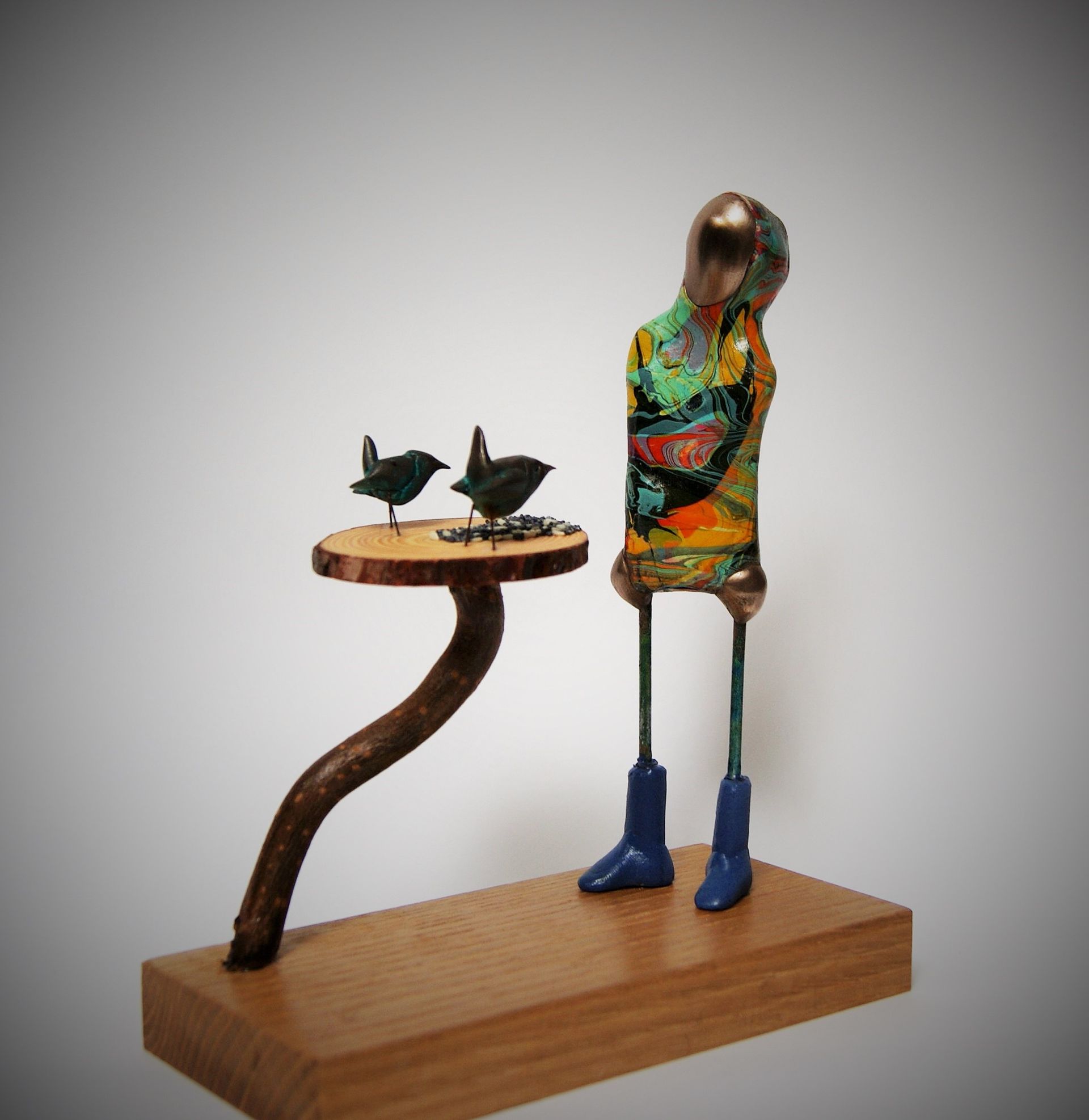 modern sculpure. figurative sculpture. contemporary british sculptor. hand built in Northumberland, UK. mixed media sculpture. 