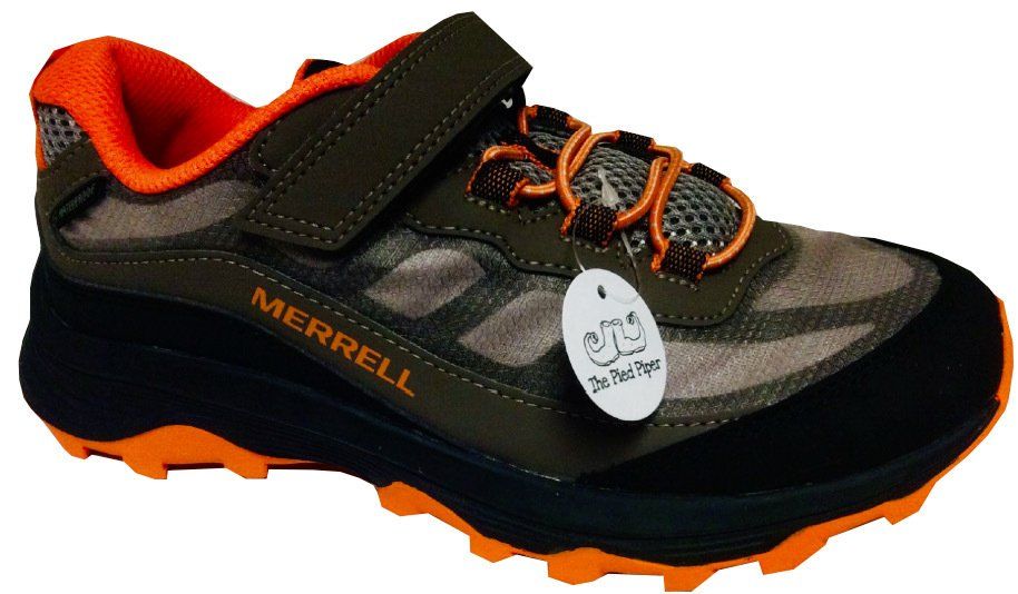 Practical wider fitting grey and orange trainer