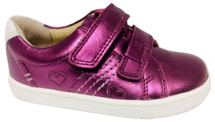 Leather-lined trainer in purple metalic finish and Velcro fastening from Pied Piper Chilldren's shoes Dumfries