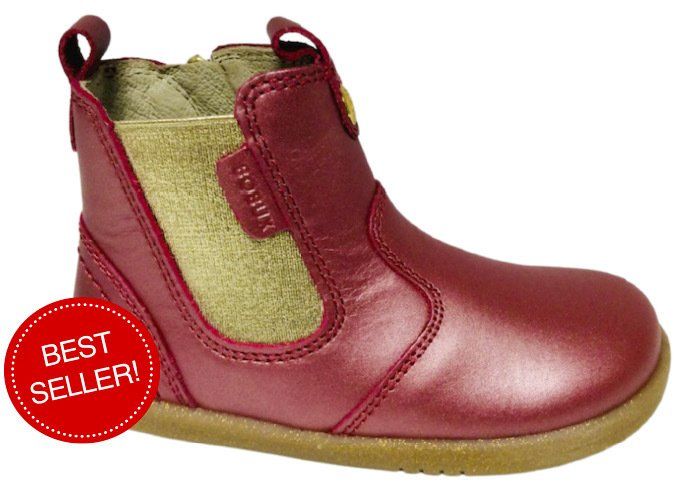 Cherry shimmer Chelsea boot. from The Pied Piper Dumfries