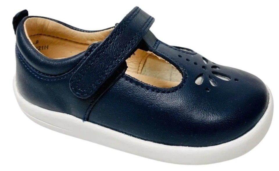 Girls navy walking shoes with tear drop detailing from Pied Piper Dumfries