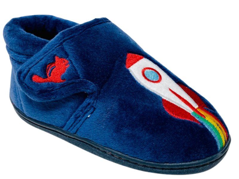 Navy slippers with rocket appliqué boys from The Pied Piper Dumfries