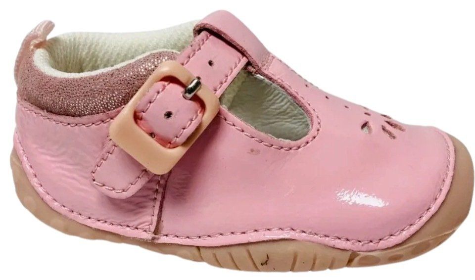 Girls pink walking shoes with tear drop detailing from Pied Piper Dumfries