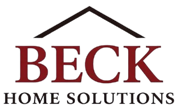 Logo for Beck Home Solutions featuring the red text "BECK" beneath a black roof-shaped icon, with "HOME SOLUTIONS" below.