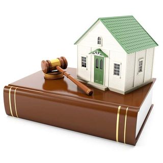 book, gavel and house
