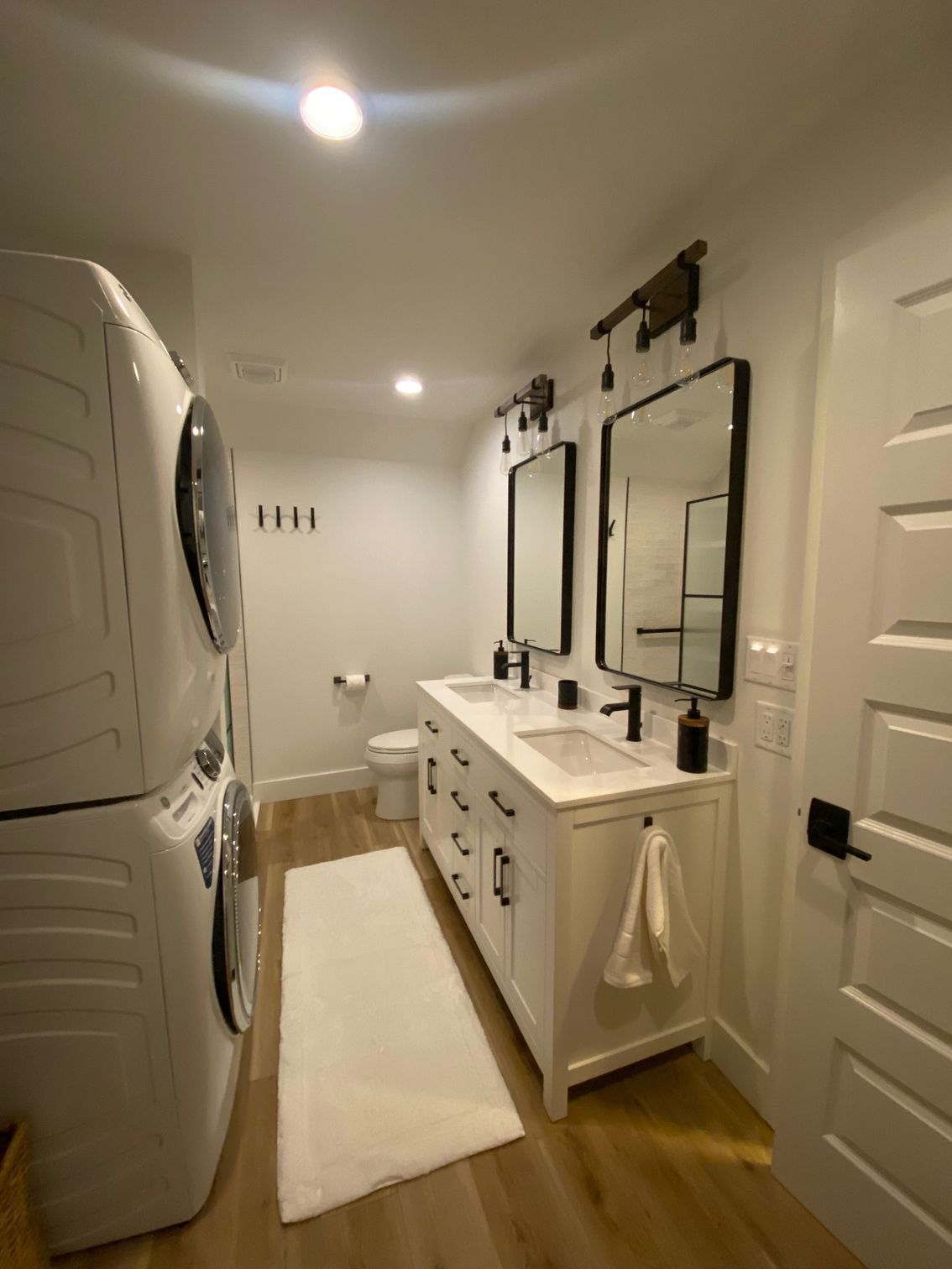 Bathroom and utility room turned into guest bath and laundry