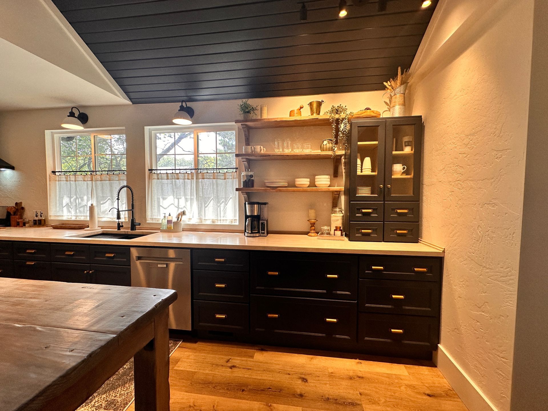 All drawer kitchen cabinets in dark charcoal