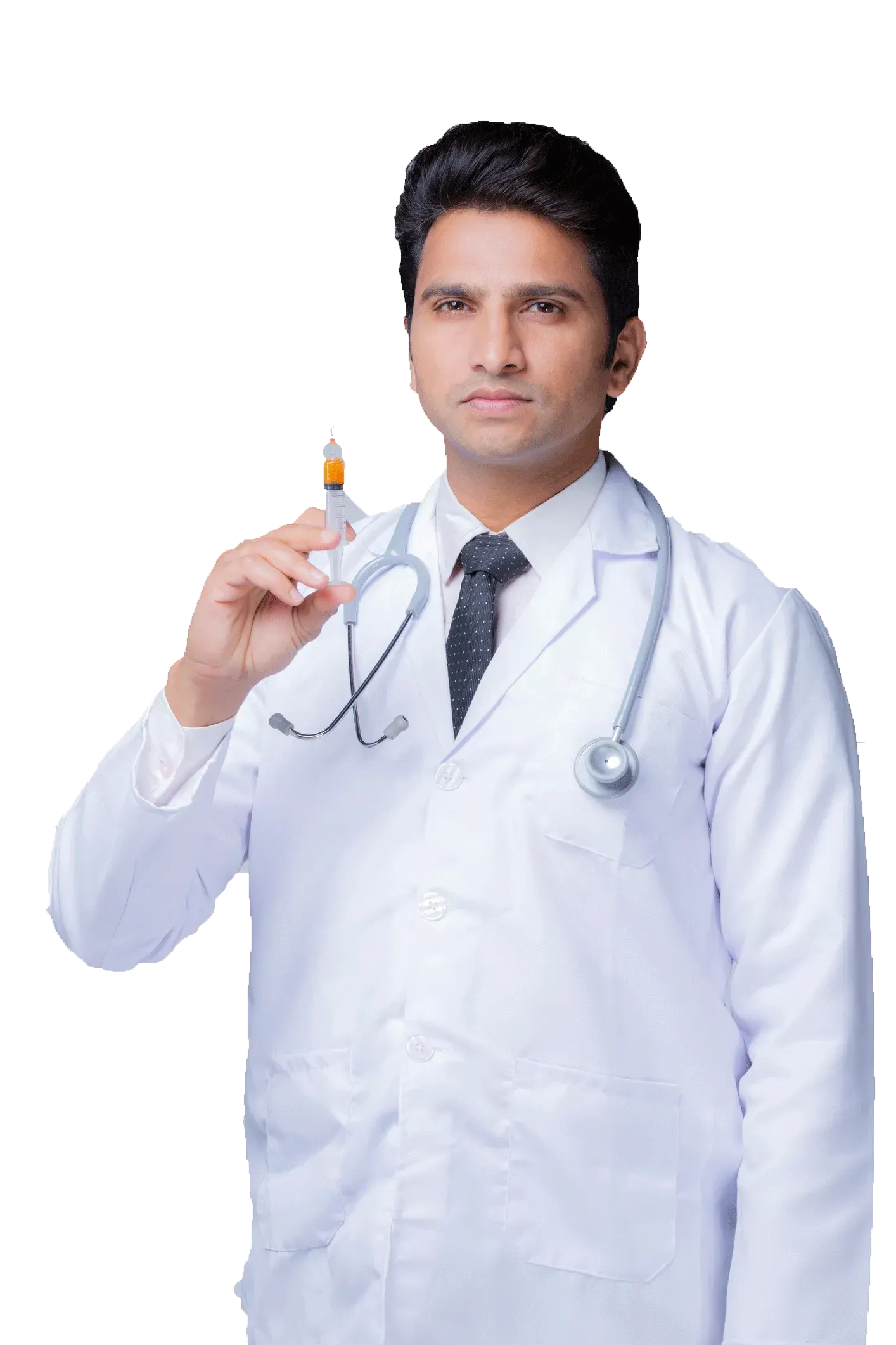 A doctor is holding a syringe in his hand. A doctor is holding a syringe in his hand.