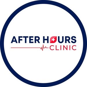 The logo for after hours clinic shows a heartbeat in a circle. The logo for after hours clinic shows a heartbeat in a circle.