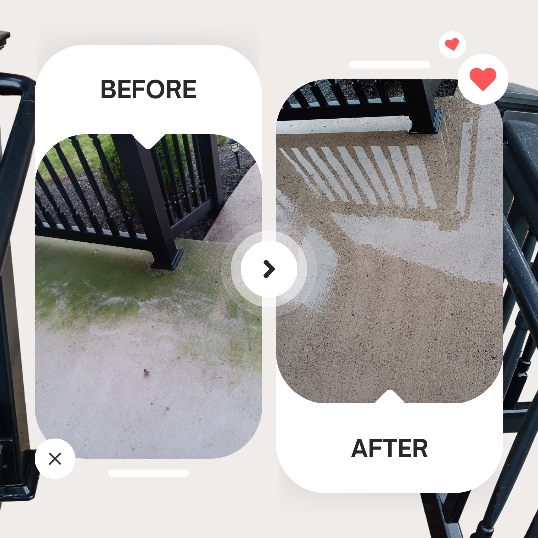A before and after picture of a balcony