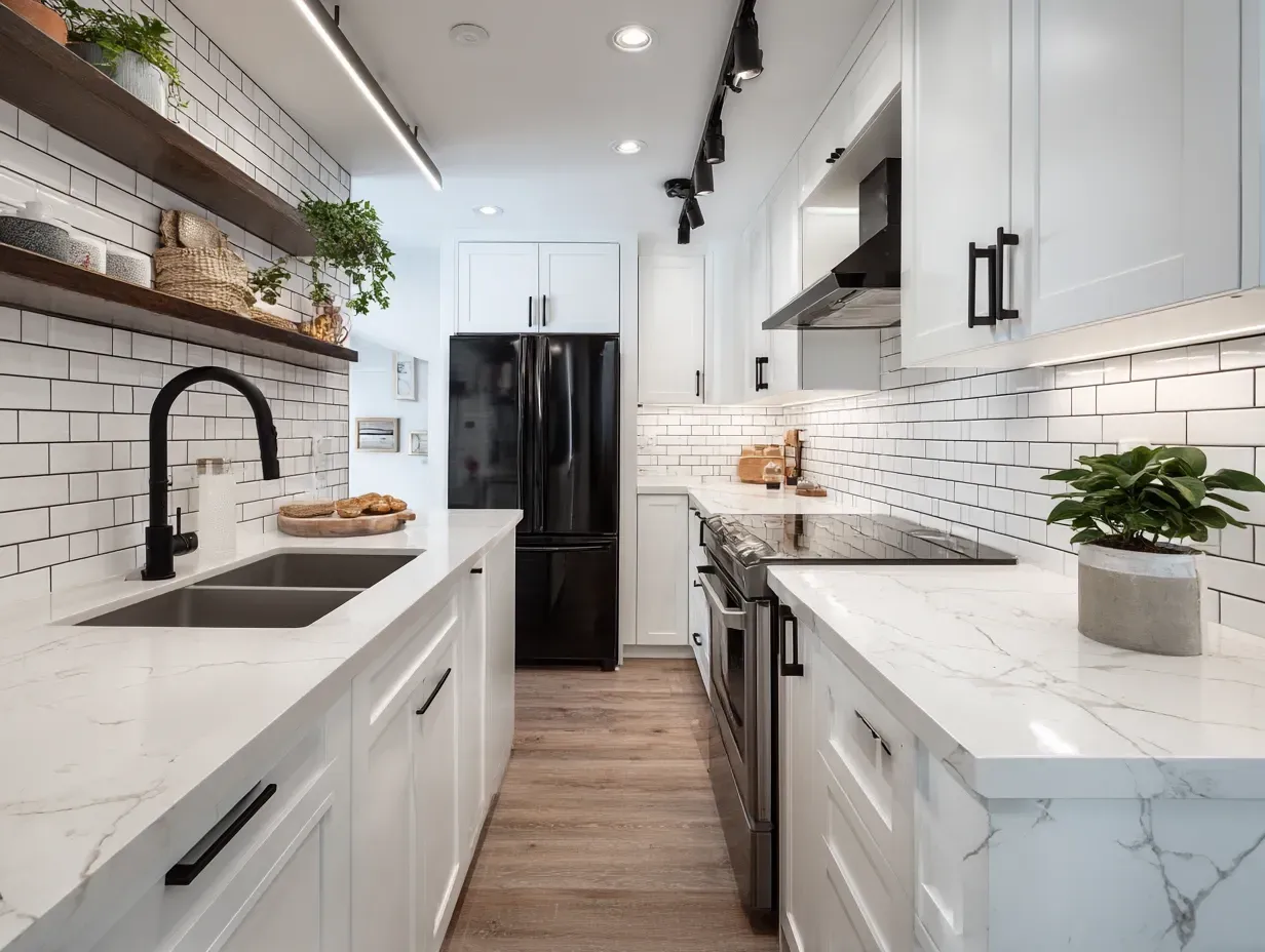 Kerrisdale luxury kitchen renovation with marble countertops, high-end cabinetry, Bosch appliance installation, tile flooring, pendant lighting, and trusted Vancouver kitchen remodeling experts serving Kerrisdale homeowners with custom designs.