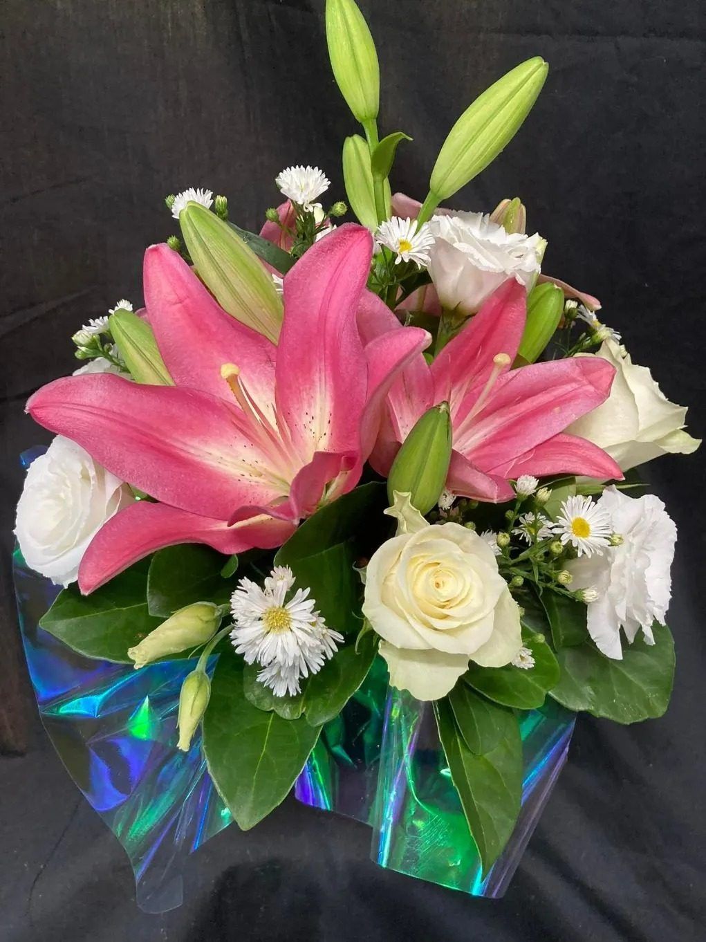 A Bouquet of Pink and White Flowers in a Vase — Wingham Nursery and Florist PTY Ltd In Wingham, NSW