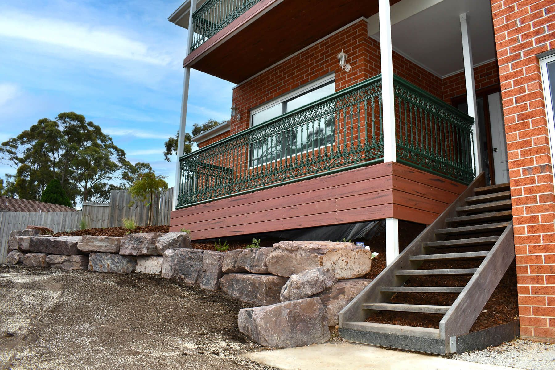 Rock wall installed by Kanga Dig It Landscaping Ballarat