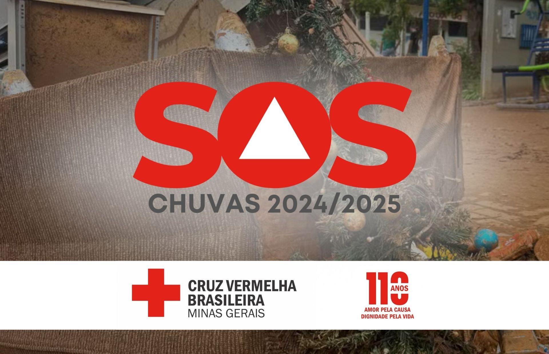 Campanha SOS Chuvas 2024/2025 da Cruz Vermelha Brasileira Afiliada Minas Gerais.