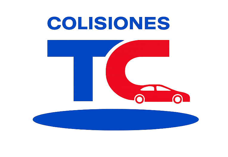 Logotipo de TC Colisiones con rojo y azul