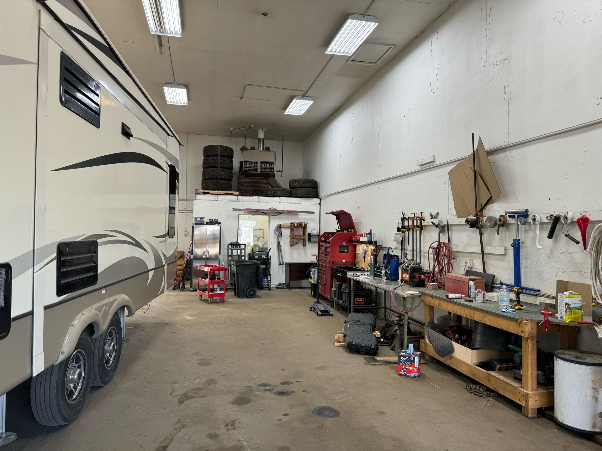 We've got plenty of room so your RV is safe while we are working on it.