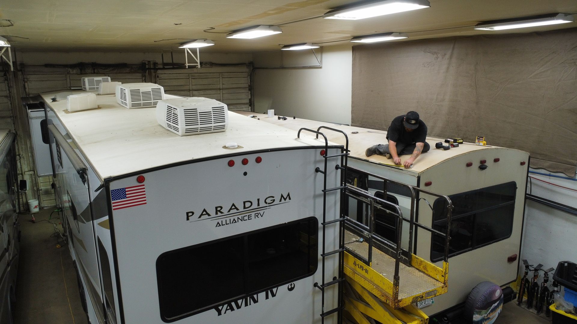 Roof repair in progress