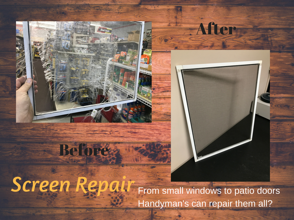A before and after picture of a screen repair