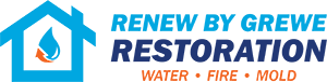 The logo for renew by grewe restoration water fire mold