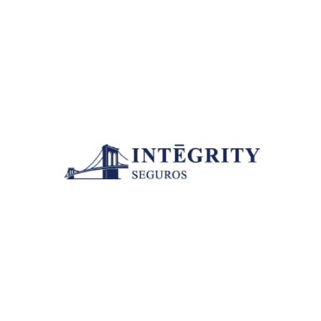 Logotipo para Integrity Seguros, que presenta un gráfico y texto de un puente.