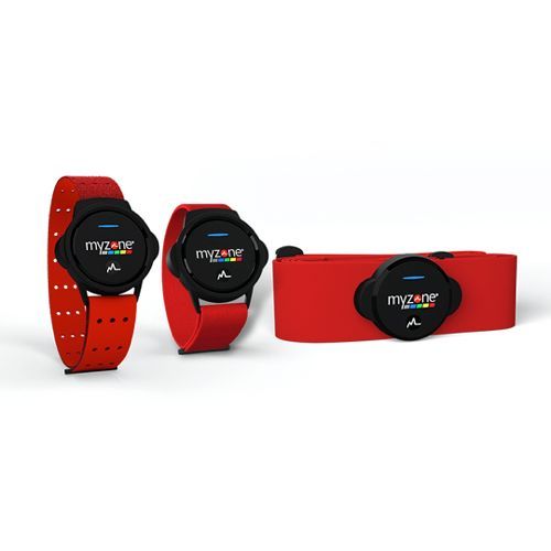 different ways you can wear a Myzone heart rate monitor on a white background.