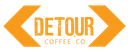 Detour Coffee Co. logo with an orange arrow-like design surrounding the text.