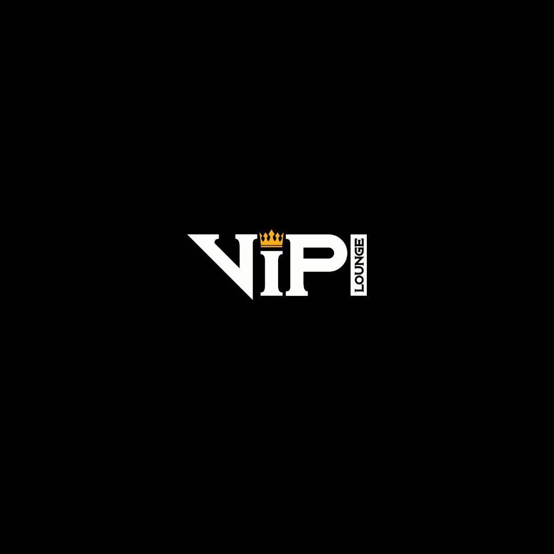 VIP Lounge logo with white text on a black background; gold crown above the