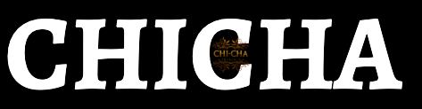 "CHI-CHA" in white letters with ornate floral design on black background.