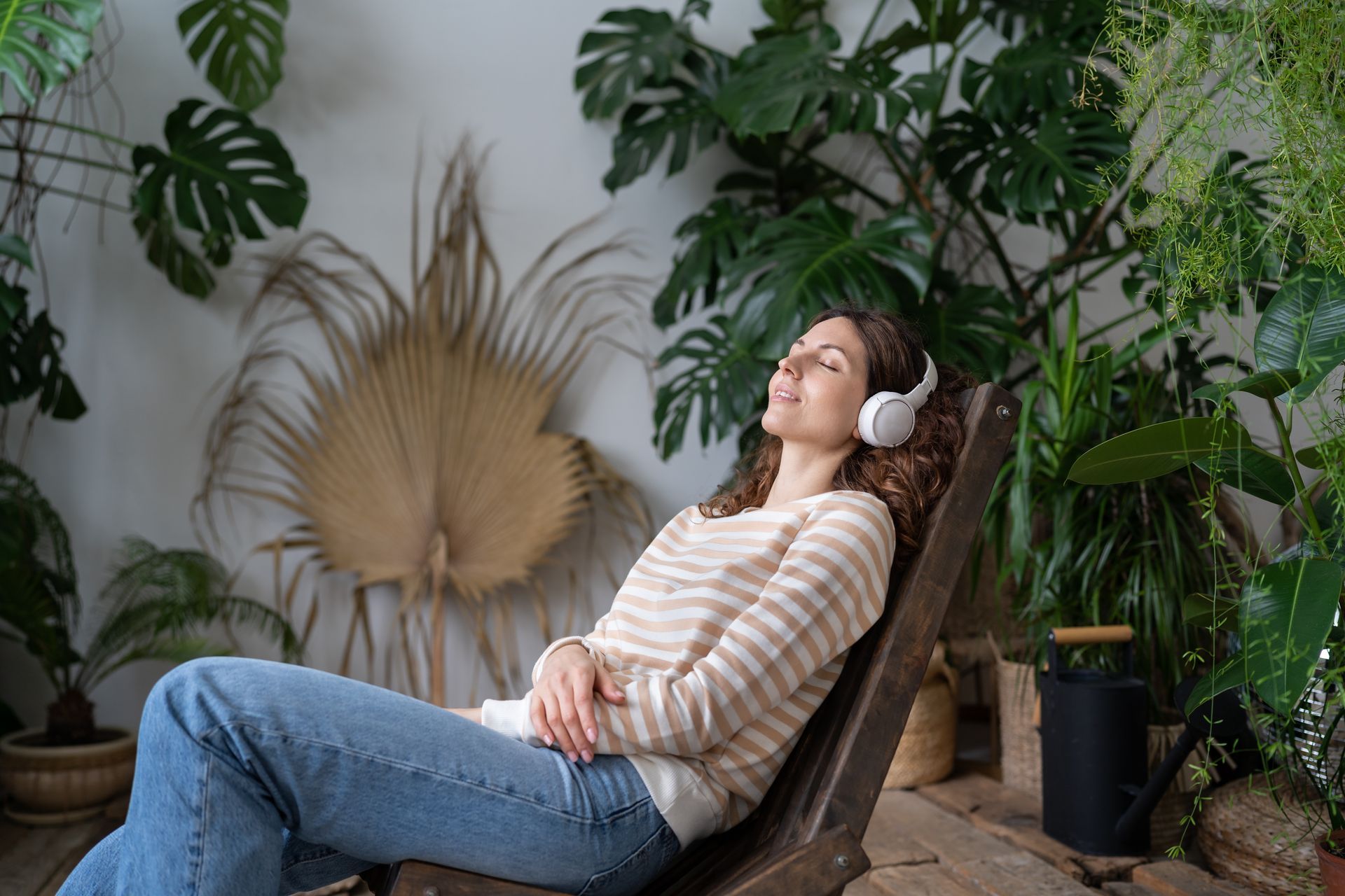 Young Woman Wearing Headphones
