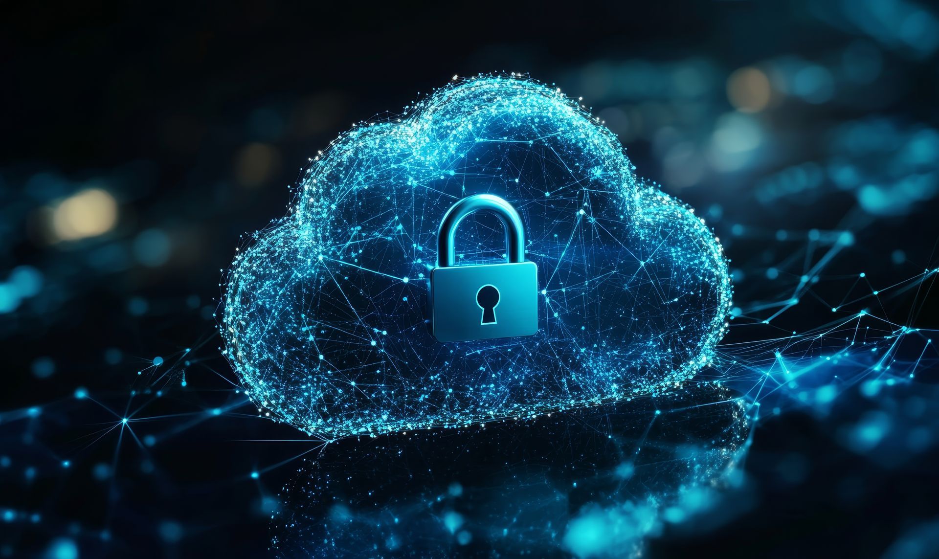 A cloud with a padlock inside of it.