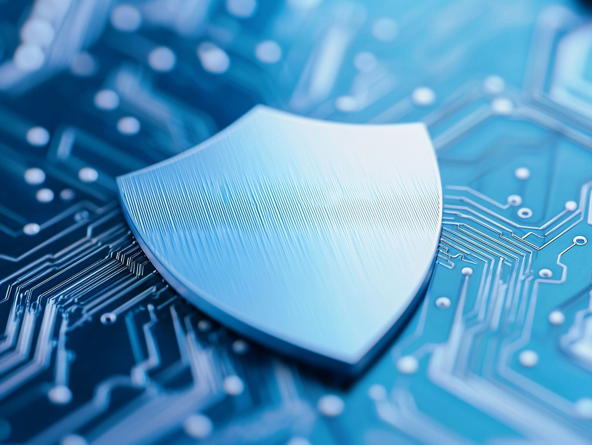 A shield is sitting on top of a computer motherboard.