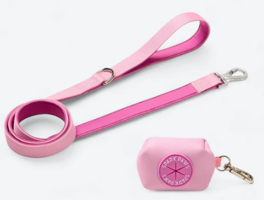 Leash and Poop Bag Holder Set-Pink