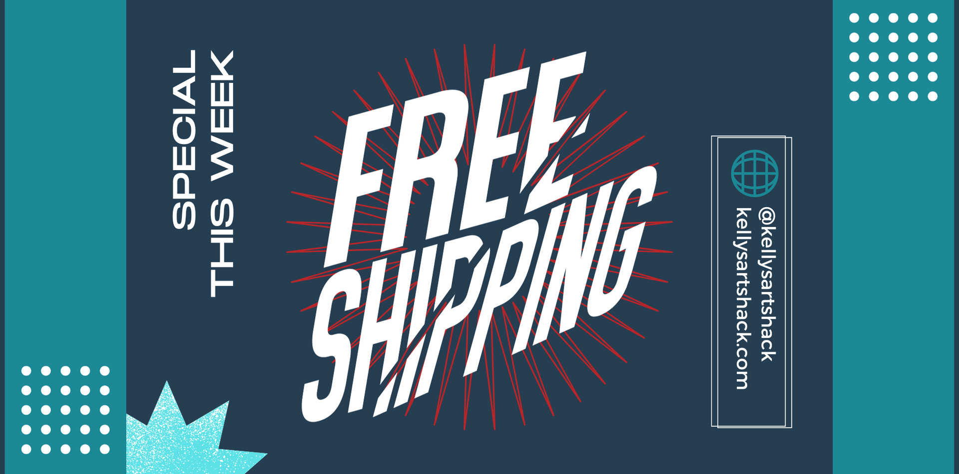 A blue banner that says free shipping on it