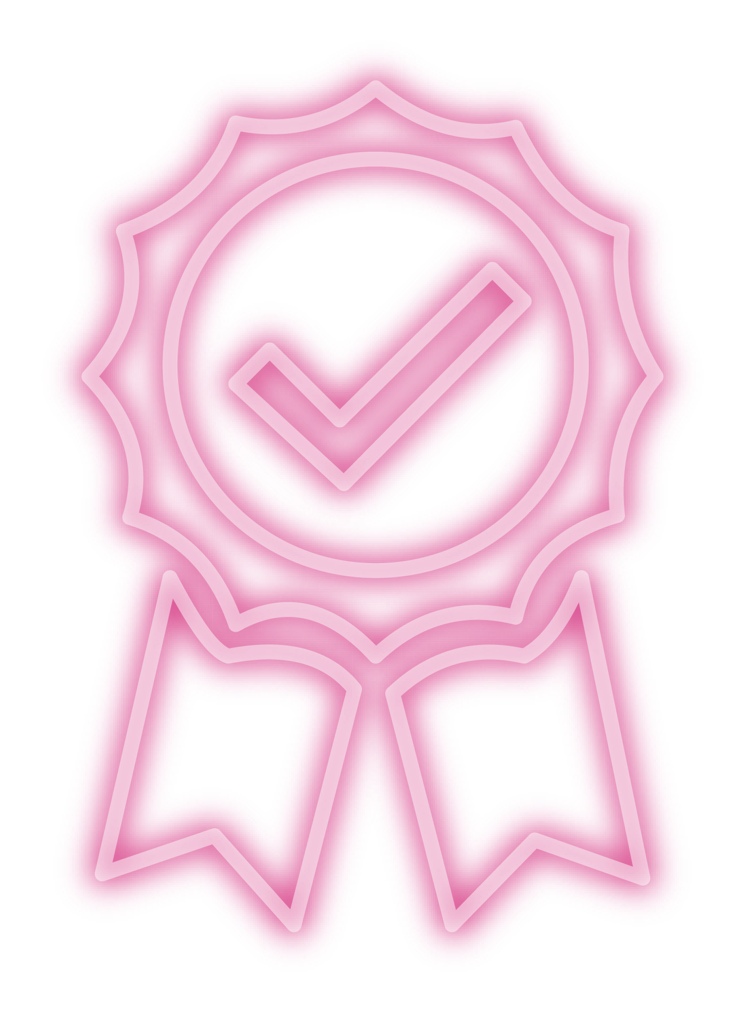 pink icon showing a certificate with a tick