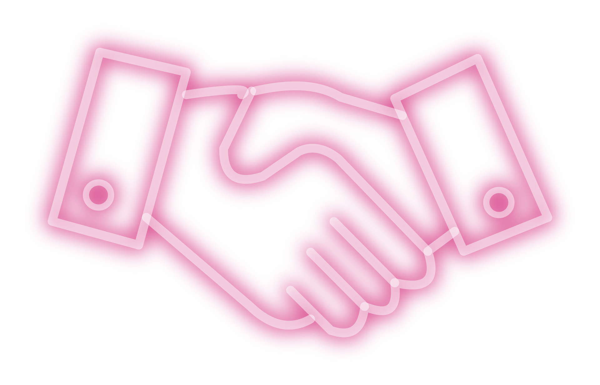 pink icon of two hands shaking