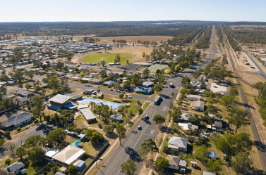 An Aerial View of Small Town— Brown & Co Finance in Miles, QLD