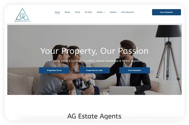 A screenshot of a website for ag estate agents