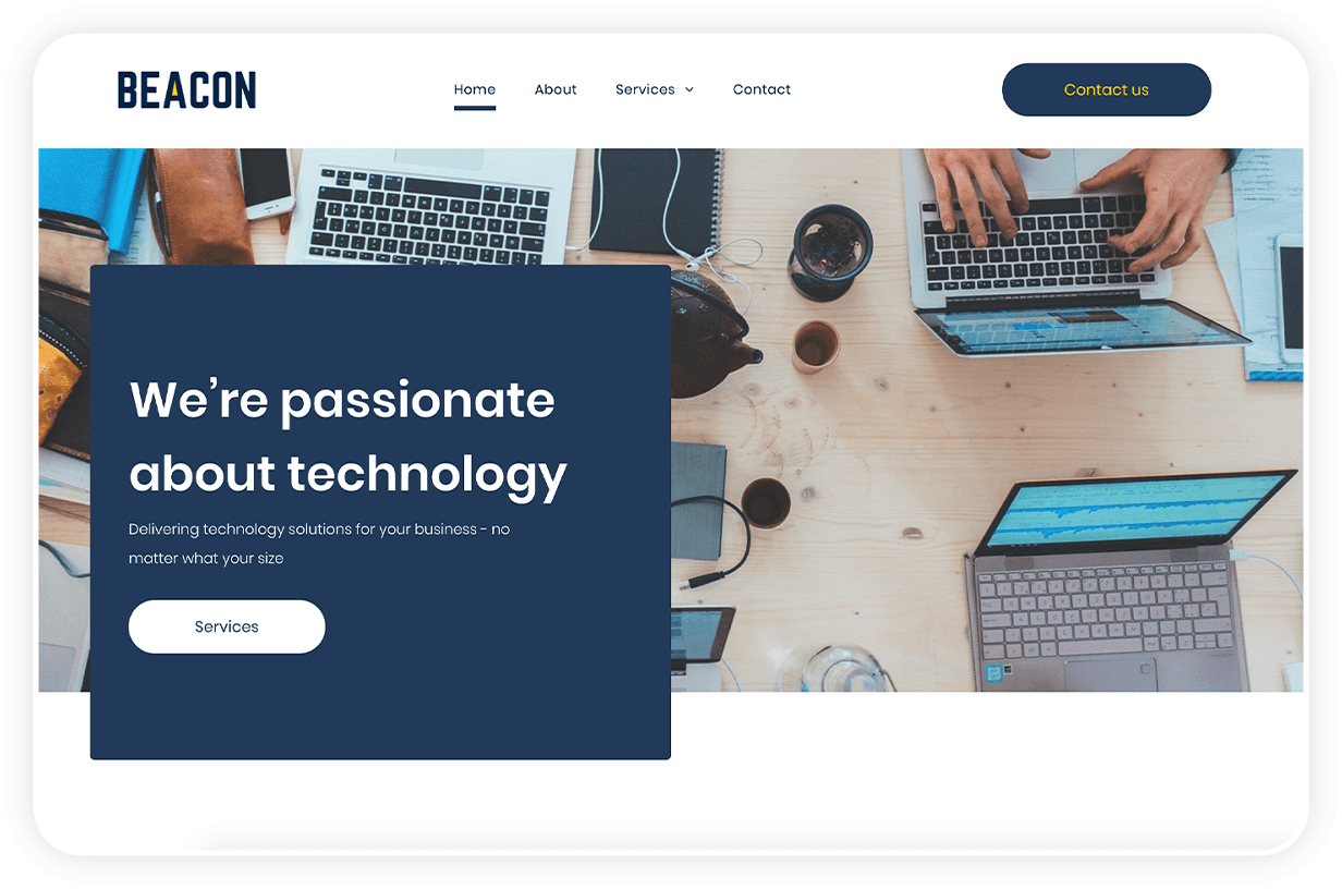 A screenshot of a website that says `` we 're passionate about technology ''.