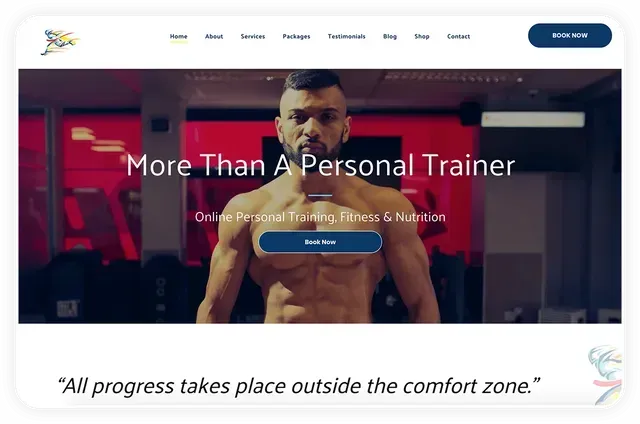 A screenshot of a website for a personal trainer